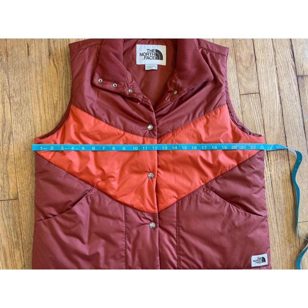 The North Face‎ Womens Sylvester Chevron Puffer Vest XL Burgundy Orange Gorpcore - Picture 4 of 9
